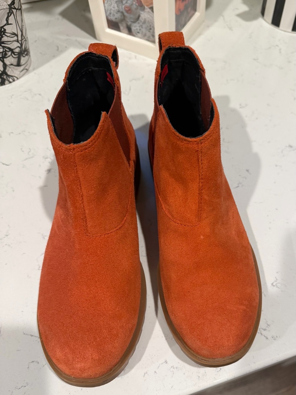 Women's Suede Sorel Booties in Rust